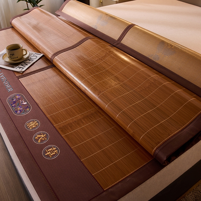 91家纺网 家纺一手货源 找家纺 鑫琪莱家纺 2025新款双面竹席冰丝席竹凉席学生宿舍席子 草本-薰衣草-