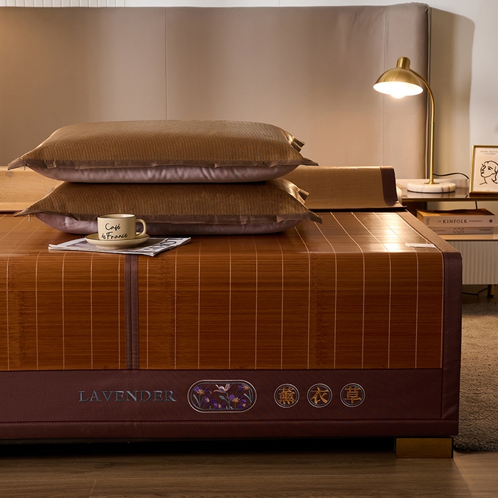 91家纺网 家纺一手货源 找家纺 鑫琪莱家纺 2025新款双面竹席冰丝席竹凉席学生宿舍席子 草本-薰衣草-