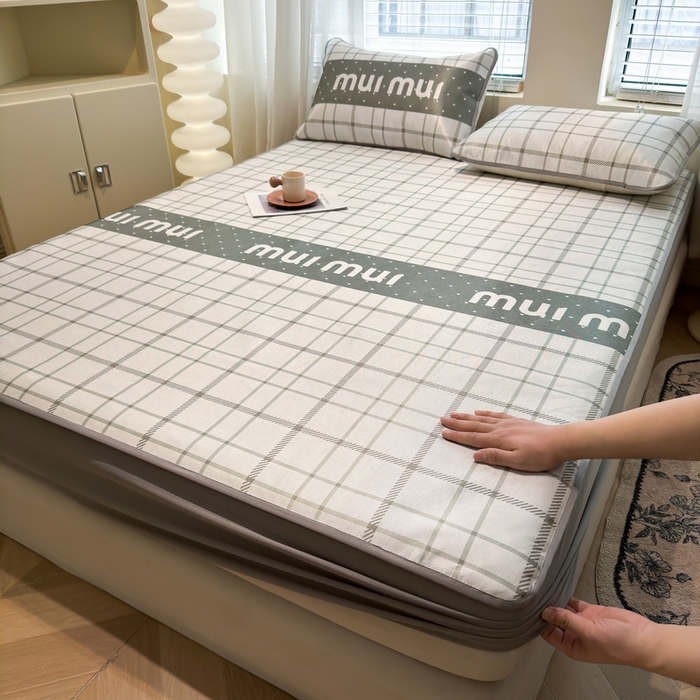 91家纺网 家纺一手货源 找家纺 （总）LIFE.丽芙 2025春夏季新品数码印花冰藤凉席席子床笠三件套加厚冰丝软藤席小清新印花床罩单件（风格二）