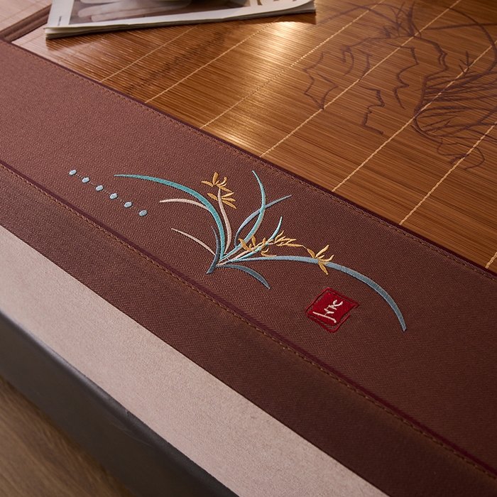 91家纺网 家纺一手货源 找家纺 鑫琪莱家纺 2025新款双面竹席冰丝席竹凉席学生宿舍席子 国风-幽兰-