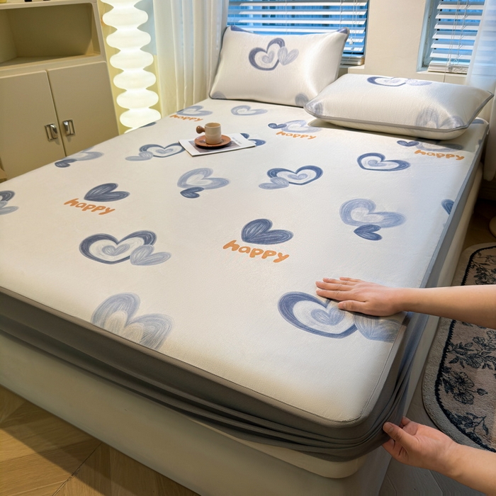 91家纺网 家纺一手货源 找家纺 （总）LIFE.丽芙 2025春夏季新品数码印花冰藤凉席席子床笠三件套加厚冰丝软藤席小清新印花床罩单件（风格二）