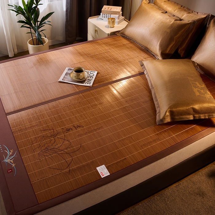 91家纺网 家纺一手货源 找家纺 鑫琪莱家纺 2025新款双面竹席冰丝席竹凉席学生宿舍席子 国风-幽兰-