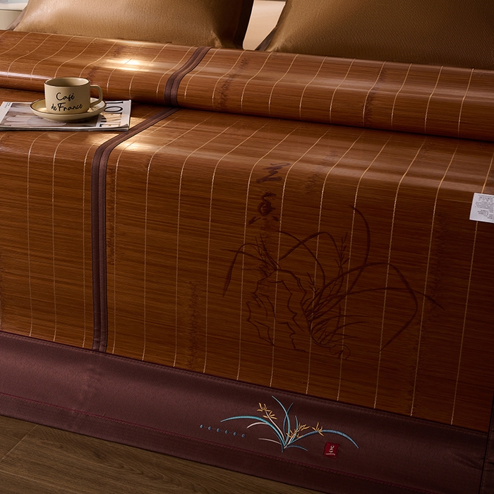 91家纺网 家纺一手货源 找家纺 鑫琪莱家纺 2025新款双面竹席冰丝席竹凉席学生宿舍席子 国风-幽兰-