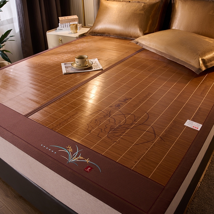 91家纺网 家纺一手货源 找家纺 鑫琪莱家纺 2025新款双面竹席冰丝席竹凉席学生宿舍席子 国风-幽兰-