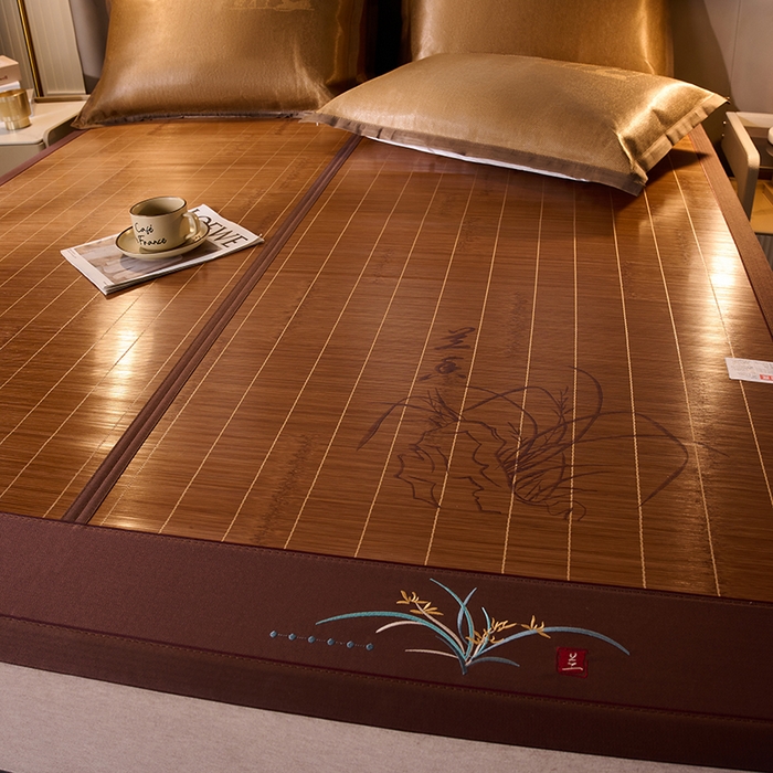 91家纺网 家纺一手货源 找家纺 鑫琪莱家纺 2025新款双面竹席冰丝席竹凉席学生宿舍席子 国风-幽兰-