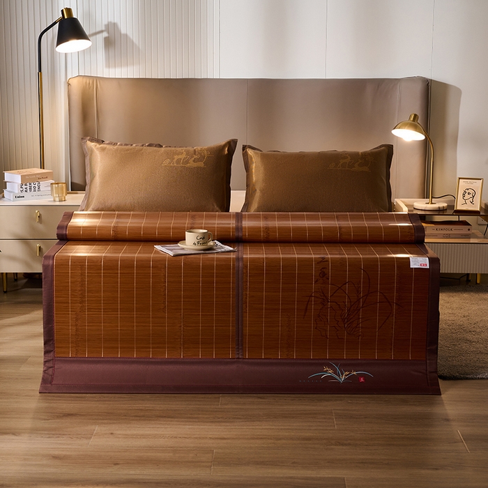 91家纺网 家纺一手货源 找家纺 鑫琪莱家纺 2025新款双面竹席冰丝席竹凉席学生宿舍席子 国风-幽兰-