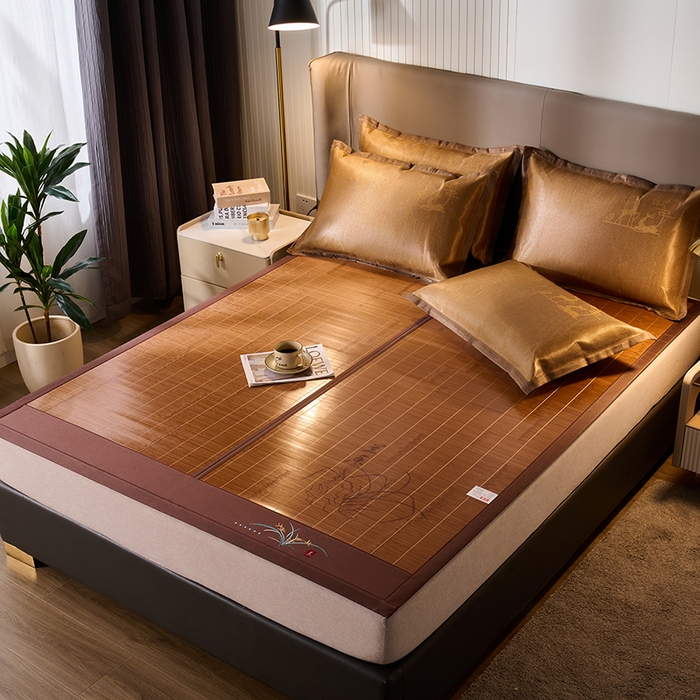 91家纺网 家纺一手货源 找家纺 鑫琪莱家纺 2025新款双面竹席冰丝席竹凉席学生宿舍席子 国风-幽兰-