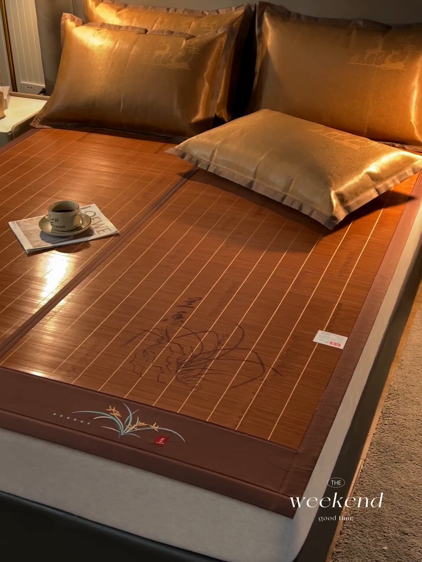 91家纺网 家纺一手货源 找家纺 鑫琪莱家纺 2025新款双面竹席冰丝席竹凉席学生宿舍席子 国风-幽兰-