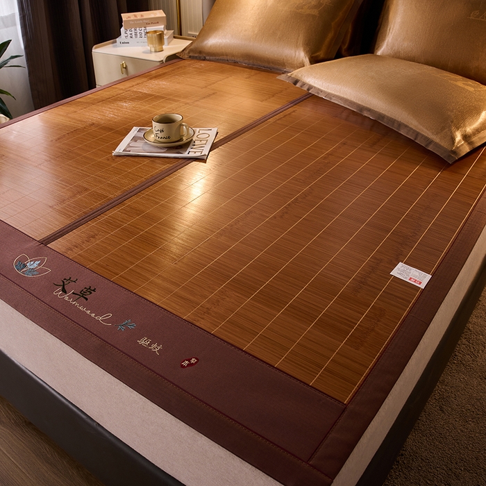 91家纺网 家纺一手货源 找家纺 鑫琪莱家纺 2025新款双面竹席冰丝席竹凉席学生宿舍席子 草本-艾草-