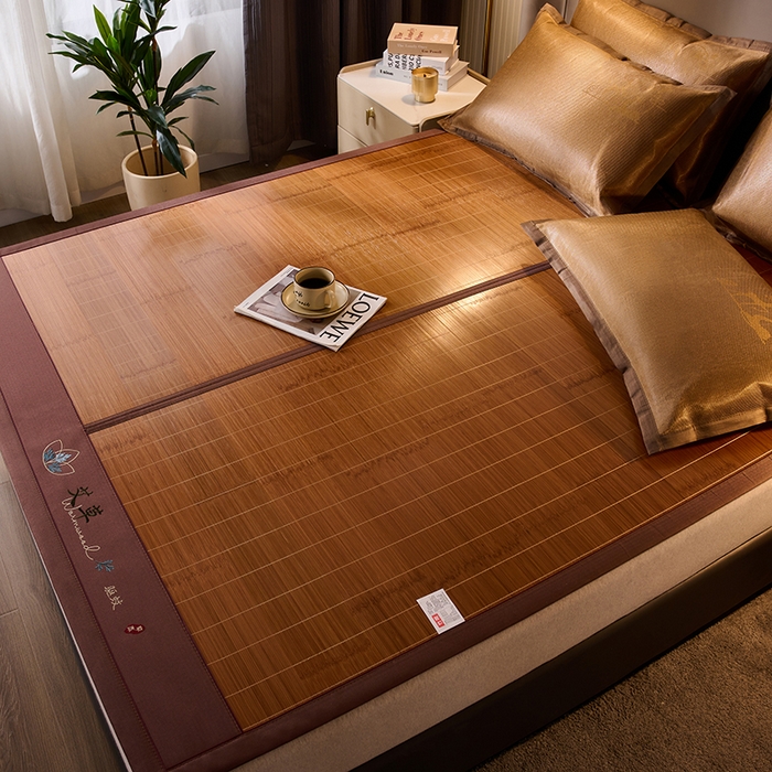 91家纺网 家纺一手货源 找家纺 鑫琪莱家纺 2025新款双面竹席冰丝席竹凉席学生宿舍席子 草本-艾草-