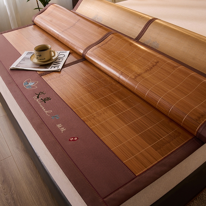 91家纺网 家纺一手货源 找家纺 鑫琪莱家纺 2025新款双面竹席冰丝席竹凉席学生宿舍席子 草本-艾草-