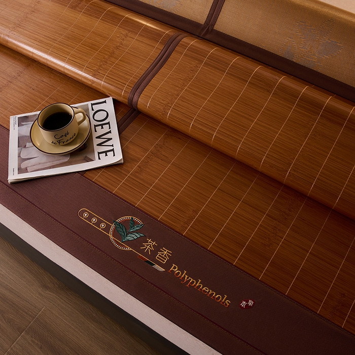 91家纺网 家纺一手货源 找家纺 鑫琪莱家纺 2025新款双面竹席冰丝席竹凉席学生宿舍席子 草本-茶香-