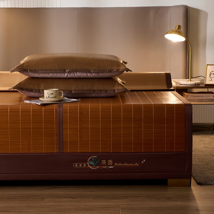 91家纺网 家纺一手货源 找家纺 鑫琪莱家纺 2025新款双面竹席冰丝席竹凉席学生宿舍席子 草本-茶香-