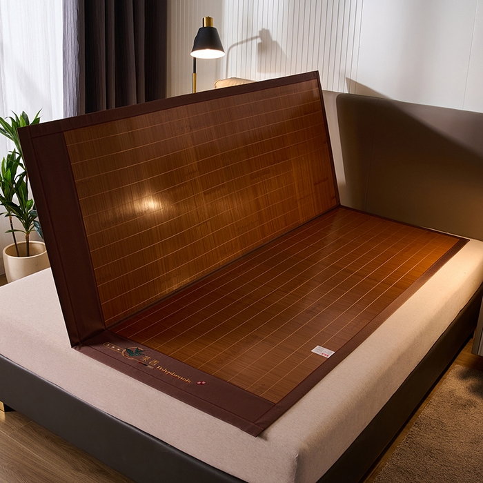 91家纺网 家纺一手货源 找家纺 鑫琪莱家纺 2025新款双面竹席冰丝席竹凉席学生宿舍席子 草本-茶香-