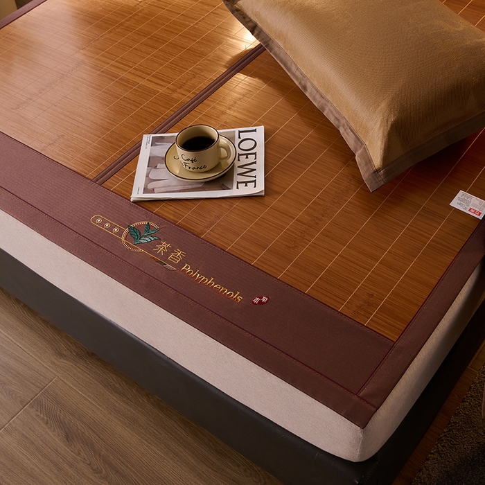 91家纺网 家纺一手货源 找家纺 鑫琪莱家纺 2025新款双面竹席冰丝席竹凉席学生宿舍席子 草本-茶香-