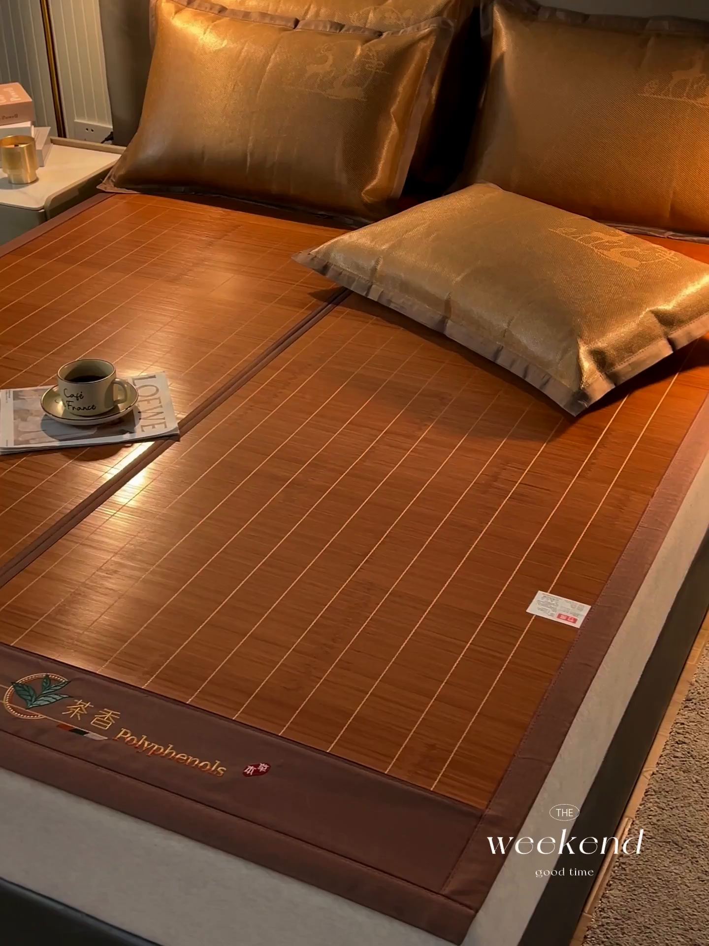 91家纺网 家纺一手货源 找家纺 鑫琪莱家纺 2025新款双面竹席冰丝席竹凉席学生宿舍席子 草本-茶香-