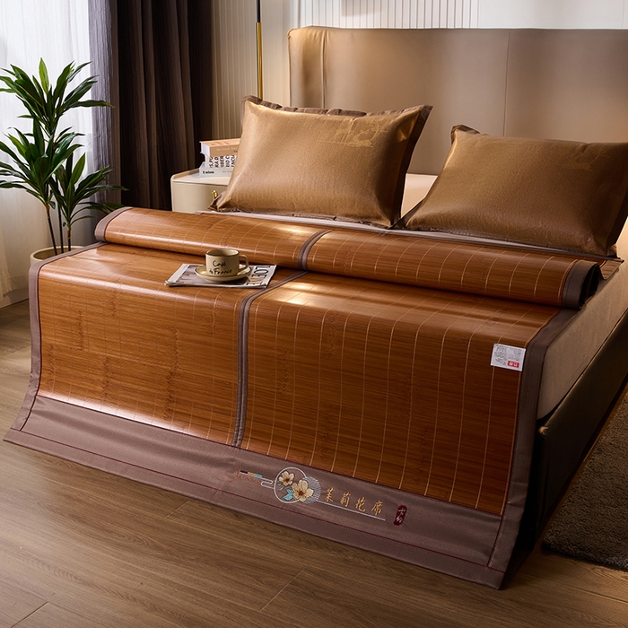 91家纺网 家纺一手货源 找家纺 鑫琪莱家纺 2025新款双面竹席冰丝席竹凉席学生宿舍席子 草本-茉莉-