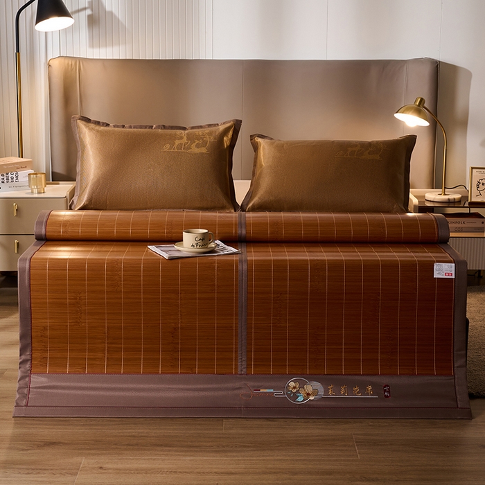 91家纺网 家纺一手货源 找家纺 鑫琪莱家纺 2025新款双面竹席冰丝席竹凉席学生宿舍席子 草本-茉莉-