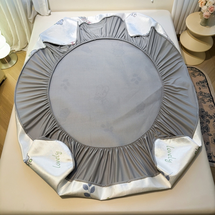 91家纺网 家纺一手货源 找家纺 LIFE.丽芙 2025春夏季新品数码印花冰藤凉席席子床笠三件套加厚冰丝软藤席小清新印花床罩单件（风格二） 安妮兔