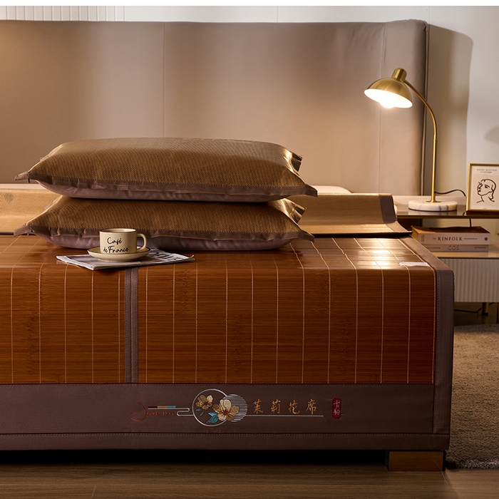 91家纺网 家纺一手货源 找家纺 鑫琪莱家纺 2025新款双面竹席冰丝席竹凉席学生宿舍席子 草本-茉莉-