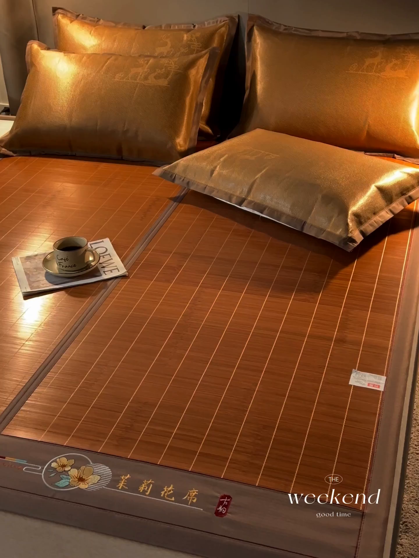 91家纺网 家纺一手货源 找家纺 鑫琪莱家纺 2025新款双面竹席冰丝席竹凉席学生宿舍席子 草本-茉莉-