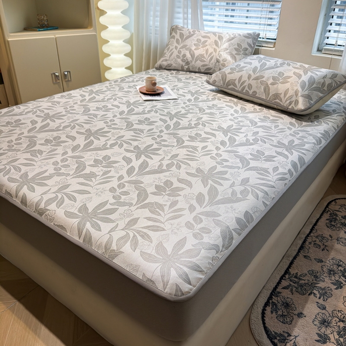 91家纺网 家纺一手货源 找家纺 LIFE.丽芙 2025春夏季新品数码印花冰藤凉席席子床笠三件套加厚冰丝软藤席小清新印花床罩单件（风格二） 绿茵