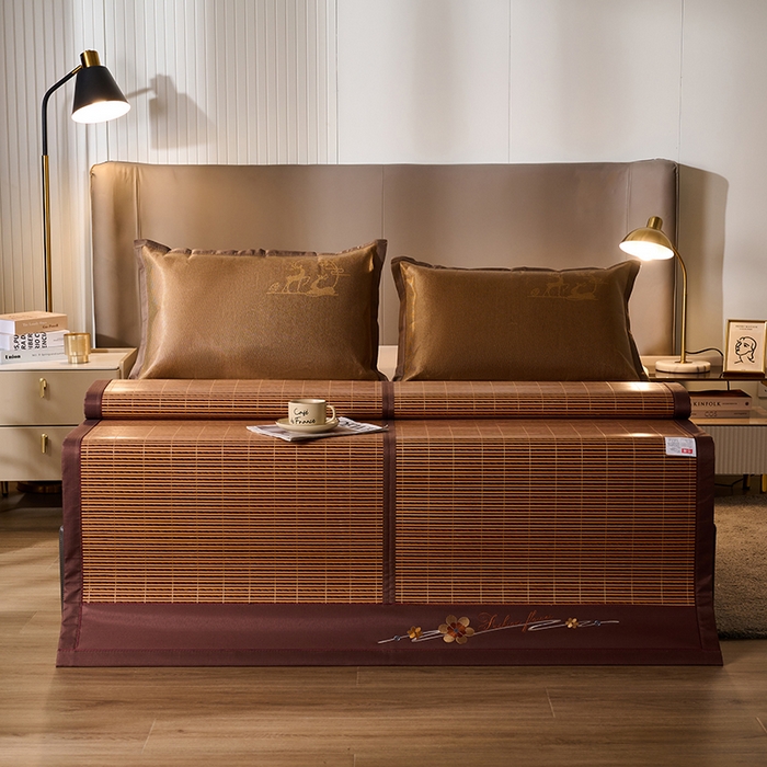 91家纺网 家纺一手货源 找家纺 鑫琪莱家纺 2025新款双面竹席冰丝席竹凉席学生宿舍席子 锦绣良缘-