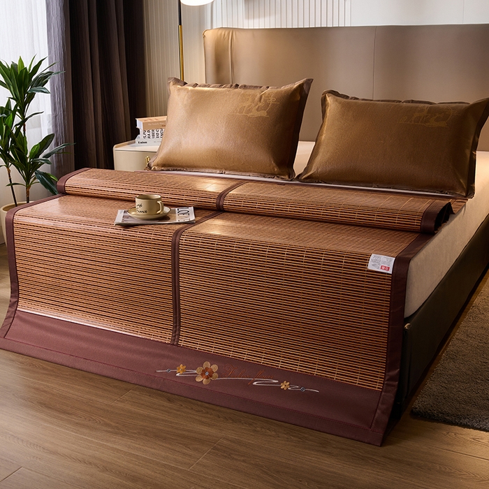 91家纺网 家纺一手货源 找家纺 鑫琪莱家纺 2025新款双面竹席冰丝席竹凉席学生宿舍席子 锦绣良缘-