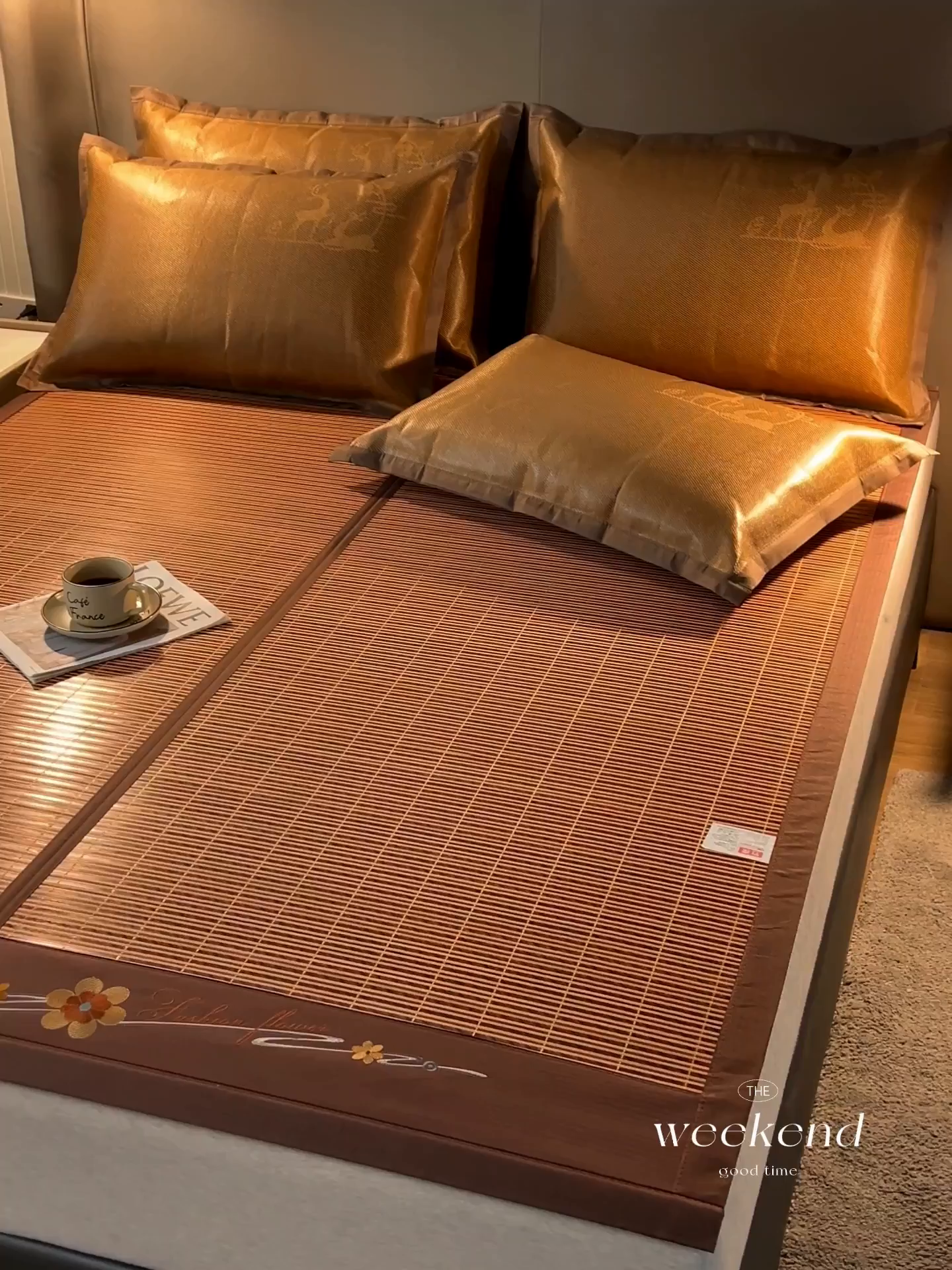 91家纺网 家纺一手货源 找家纺 鑫琪莱家纺 2025新款双面竹席冰丝席竹凉席学生宿舍席子 锦绣良缘-