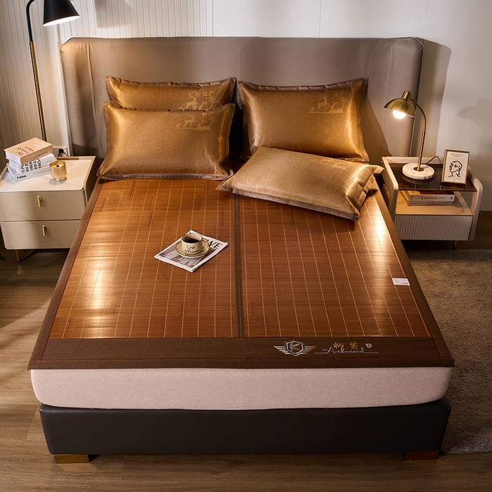 91家纺网 家纺一手货源 找家纺 鑫琪莱家纺 2025新款双面竹席冰丝席竹凉席学生宿舍席子 抑菌驱蚊-