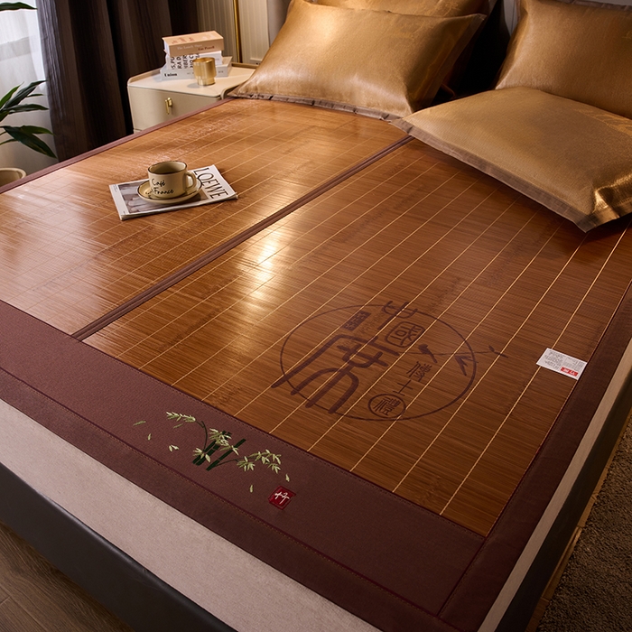 91家纺网 家纺一手货源 找家纺 鑫琪莱家纺 2025新款双面竹席冰丝席竹凉席学生宿舍席子 国风-翠竹-