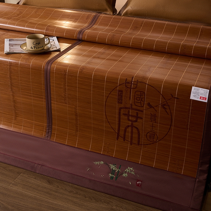 91家纺网 家纺一手货源 找家纺 鑫琪莱家纺 2025新款双面竹席冰丝席竹凉席学生宿舍席子 国风-翠竹-