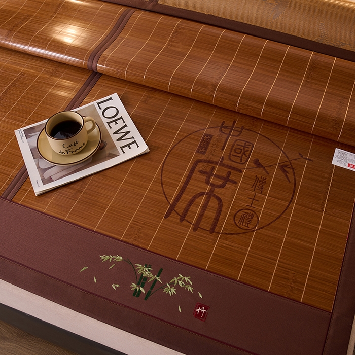 91家纺网 家纺一手货源 找家纺 鑫琪莱家纺 2025新款双面竹席冰丝席竹凉席学生宿舍席子 国风-翠竹-