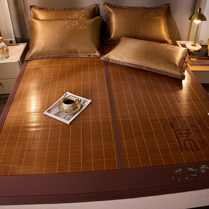 91家纺网 家纺一手货源 找家纺 鑫琪莱家纺 2025新款双面竹席冰丝席竹凉席学生宿舍席子 国风-翠竹-