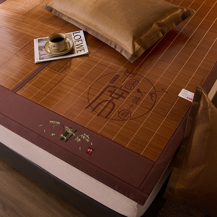 91家纺网 家纺一手货源 找家纺 鑫琪莱家纺 2025新款双面竹席冰丝席竹凉席学生宿舍席子 国风-翠竹-