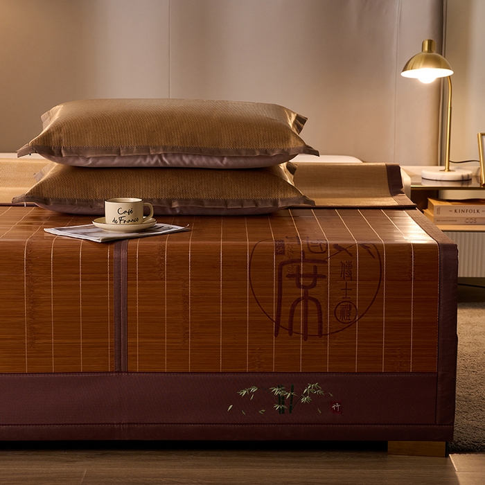 91家纺网 家纺一手货源 找家纺 鑫琪莱家纺 2025新款双面竹席冰丝席竹凉席学生宿舍席子 国风-翠竹-