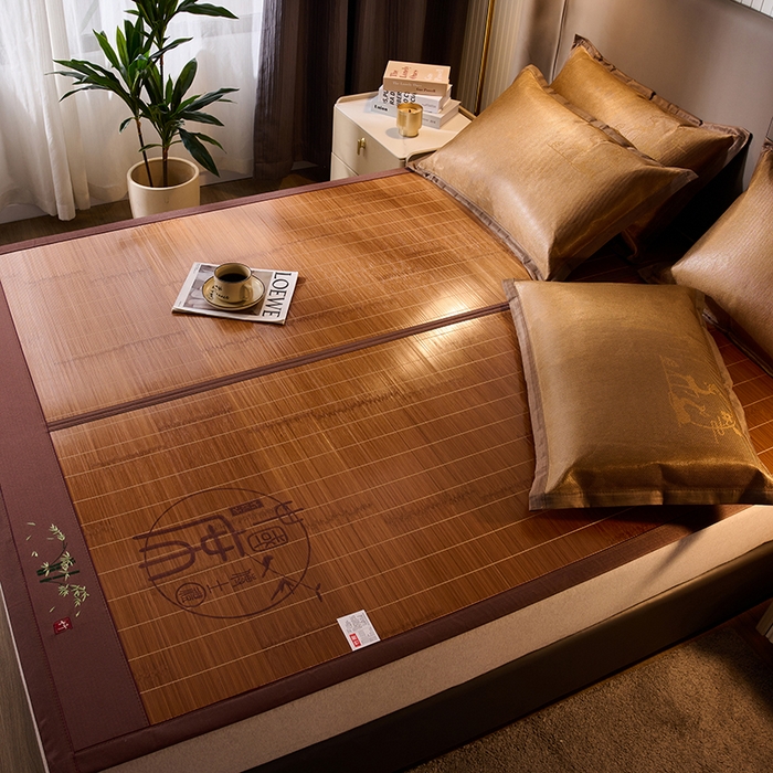 91家纺网 家纺一手货源 找家纺 鑫琪莱家纺 2025新款双面竹席冰丝席竹凉席学生宿舍席子 国风-翠竹-