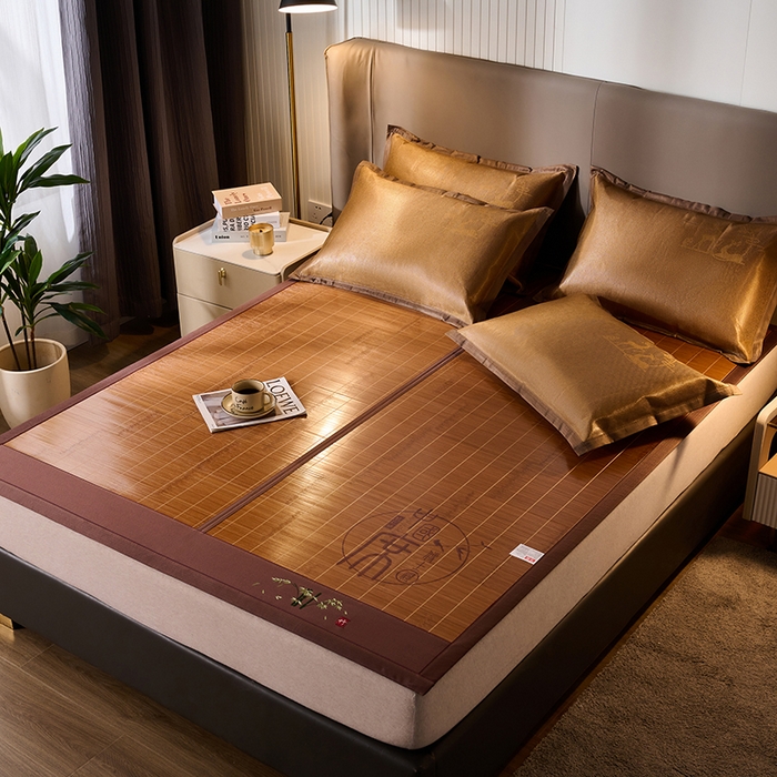 91家纺网 家纺一手货源 找家纺 鑫琪莱家纺 2025新款双面竹席冰丝席竹凉席学生宿舍席子 国风-翠竹-