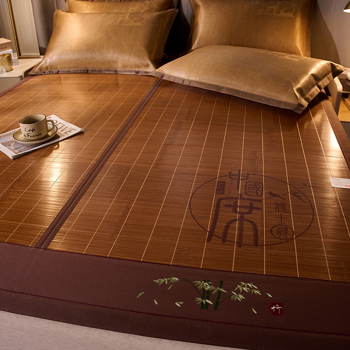 91家纺网 家纺一手货源 找家纺 鑫琪莱家纺 2025新款双面竹席冰丝席竹凉席学生宿舍席子 国风-翠竹-