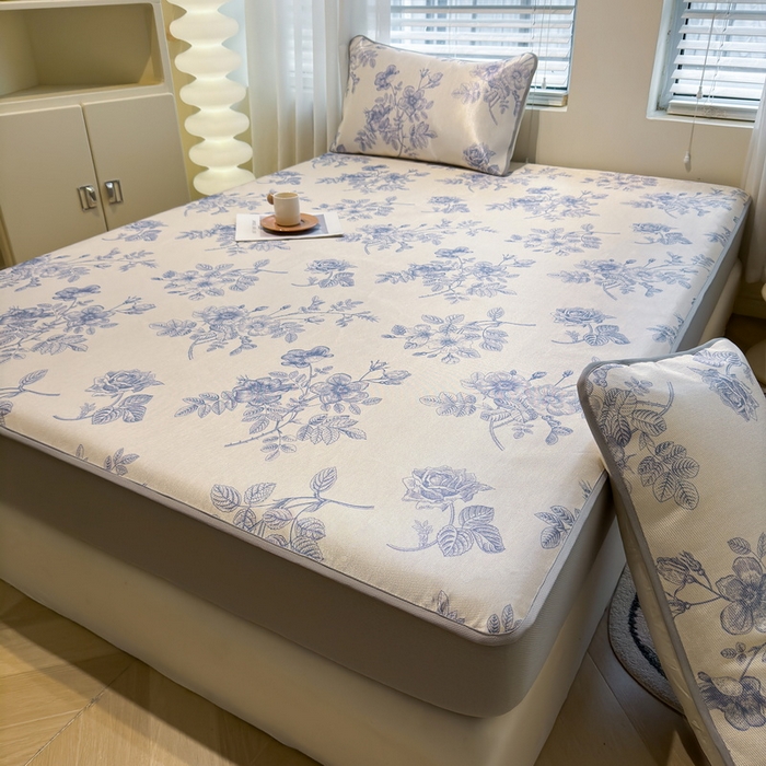 91家纺网 家纺一手货源 找家纺 LIFE.丽芙 2025春夏季新品数码印花冰藤凉席席子床笠三件套加厚冰丝软藤席小清新印花床罩单件（风格二） 赫本