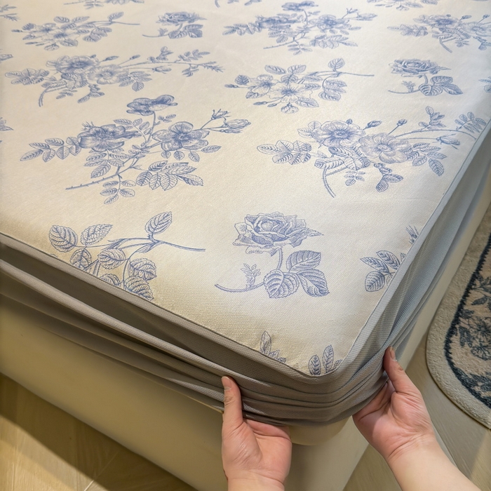 91家纺网 家纺一手货源 找家纺 LIFE.丽芙 2025春夏季新品数码印花冰藤凉席席子床笠三件套加厚冰丝软藤席小清新印花床罩单件（风格二） 赫本