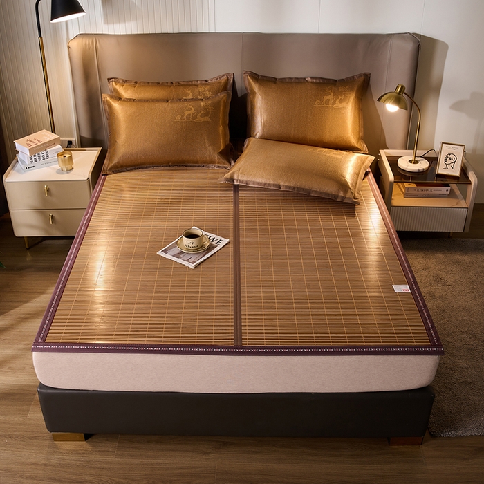 91家纺网 家纺一手货源 找家纺 鑫琪莱家纺 2025新款双面竹席冰丝席竹凉席学生宿舍席子 流金岁月-