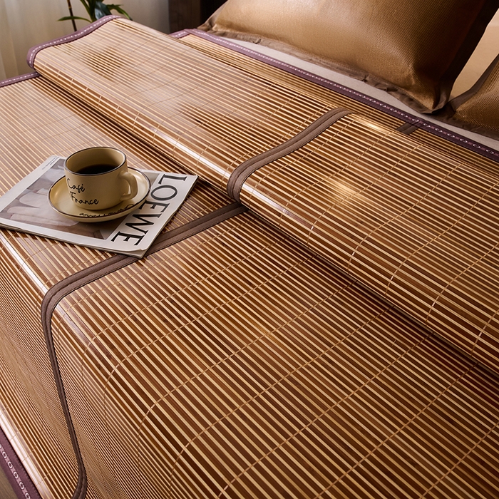 91家纺网 家纺一手货源 找家纺 鑫琪莱家纺 2025新款双面竹席冰丝席竹凉席学生宿舍席子 流金岁月-