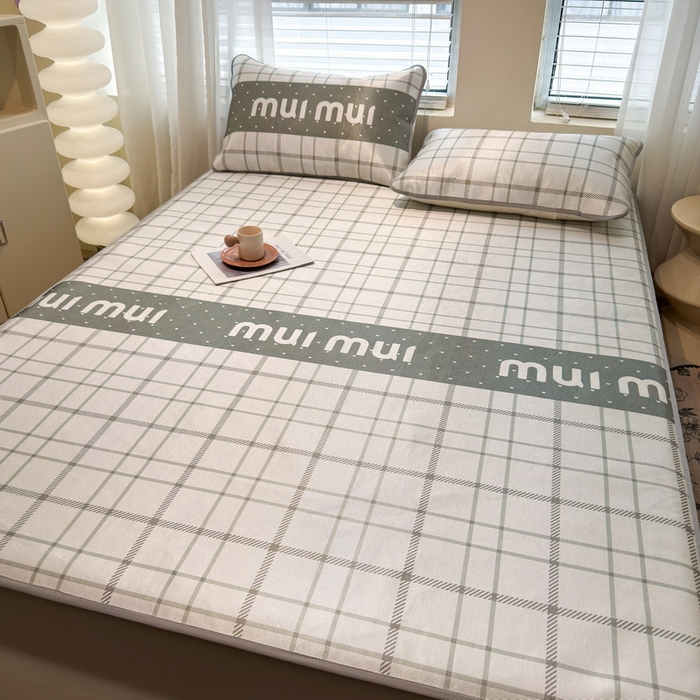 91家纺网 家纺一手货源 找家纺 LIFE.丽芙 2025春夏季新品数码印花冰藤凉席席子床笠三件套加厚冰丝软藤席小清新印花床罩单件（风格二） 玛丽格