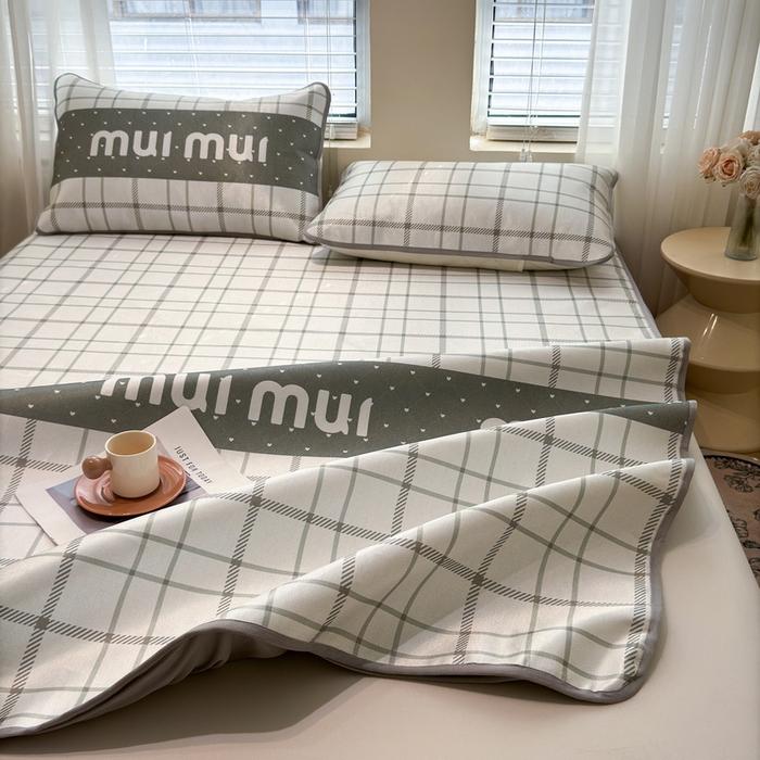 91家纺网 家纺一手货源 找家纺 LIFE.丽芙 2025春夏季新品数码印花冰藤凉席席子床笠三件套加厚冰丝软藤席小清新印花床罩单件（风格二） 玛丽格