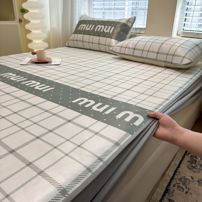 91家纺网 家纺一手货源 找家纺 LIFE.丽芙 2025春夏季新品数码印花冰藤凉席席子床笠三件套加厚冰丝软藤席小清新印花床罩单件（风格二） 玛丽格