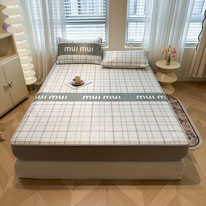 91家纺网 家纺一手货源 找家纺 LIFE.丽芙 2025春夏季新品数码印花冰藤凉席席子床笠三件套加厚冰丝软藤席小清新印花床罩单件（风格二） 玛丽格