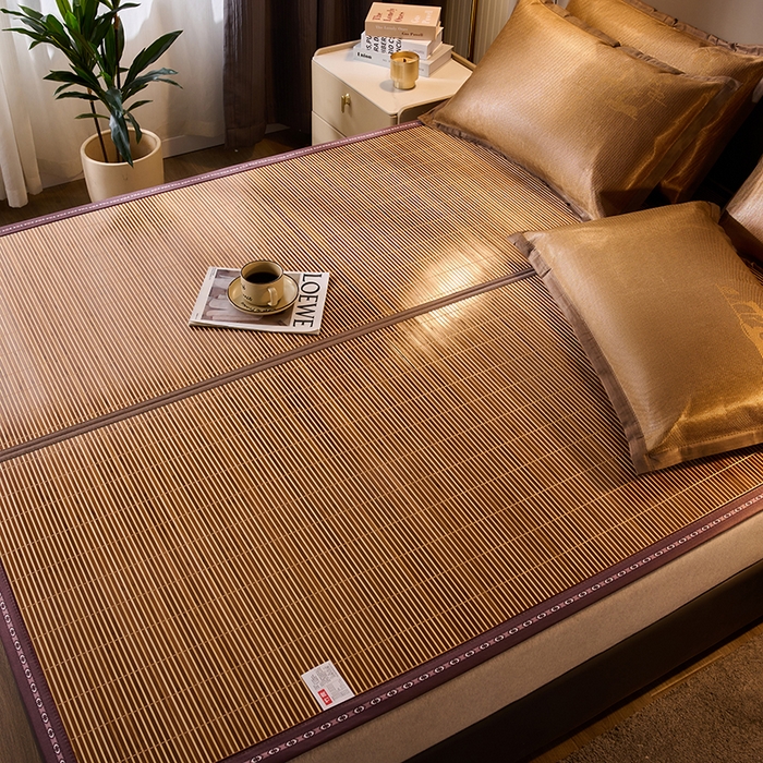 91家纺网 家纺一手货源 找家纺 鑫琪莱家纺 2025新款双面竹席冰丝席竹凉席学生宿舍席子 流金岁月-