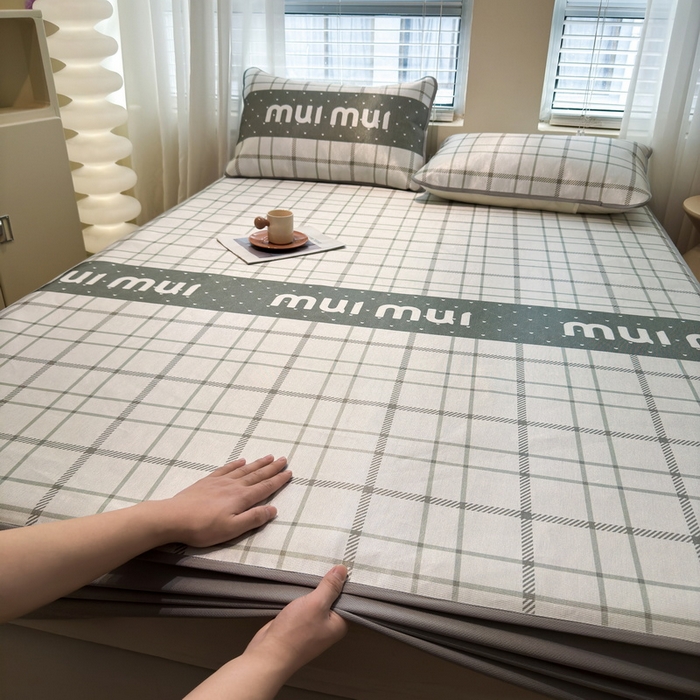 91家纺网 家纺一手货源 找家纺 LIFE.丽芙 2025春夏季新品数码印花冰藤凉席席子床笠三件套加厚冰丝软藤席小清新印花床罩单件（风格二） 玛丽格