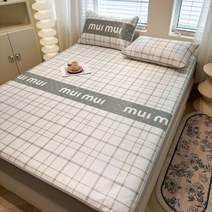 91家纺网 家纺一手货源 找家纺 LIFE.丽芙 2025春夏季新品数码印花冰藤凉席席子床笠三件套加厚冰丝软藤席小清新印花床罩单件（风格二） 玛丽格